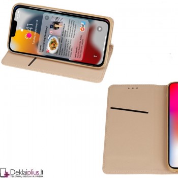 Telone smart magnet atverčiamas dėklas - auksinės spalvos (telefonui Apple Iphone 13 Mini)